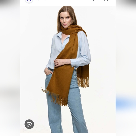 Cashmere Large Shawl/Scarf In Golden Brown Color Quiet Luxury Old Money EUC - Picture 7 of 7